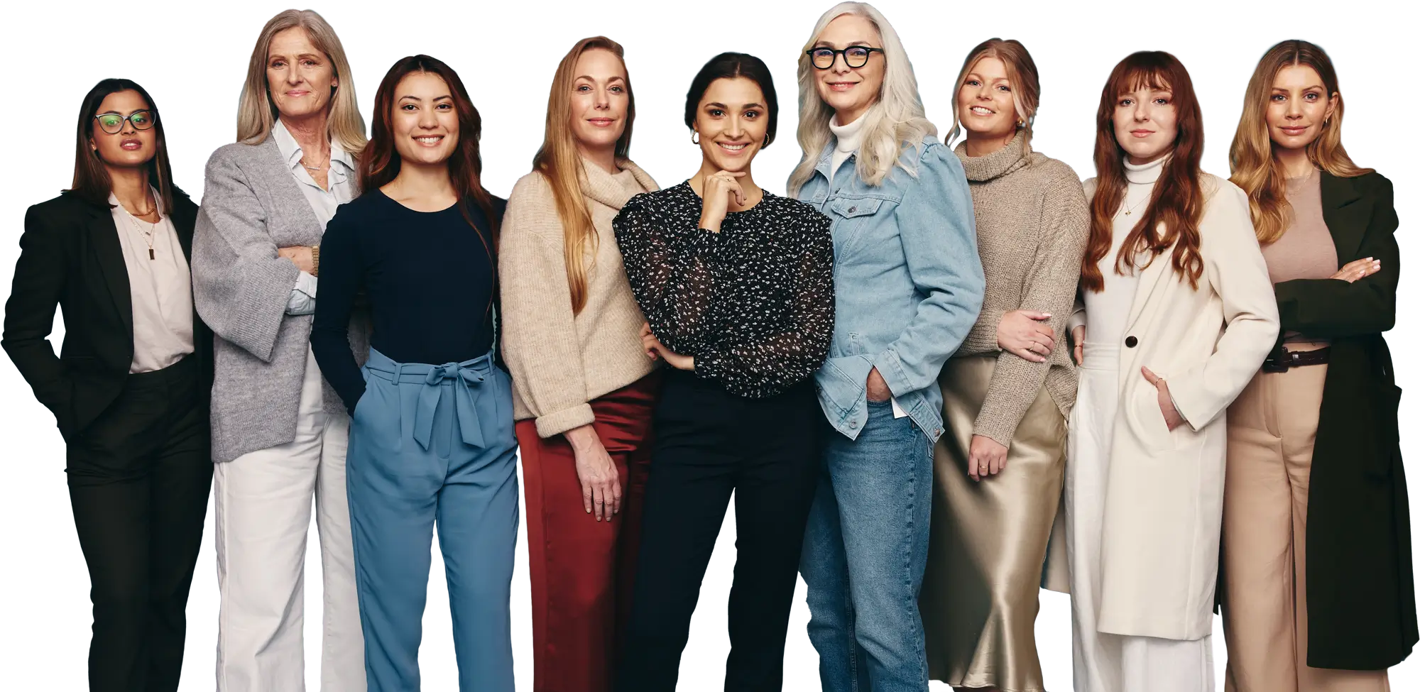 A group of cheerful, strong, confident and empowered women.